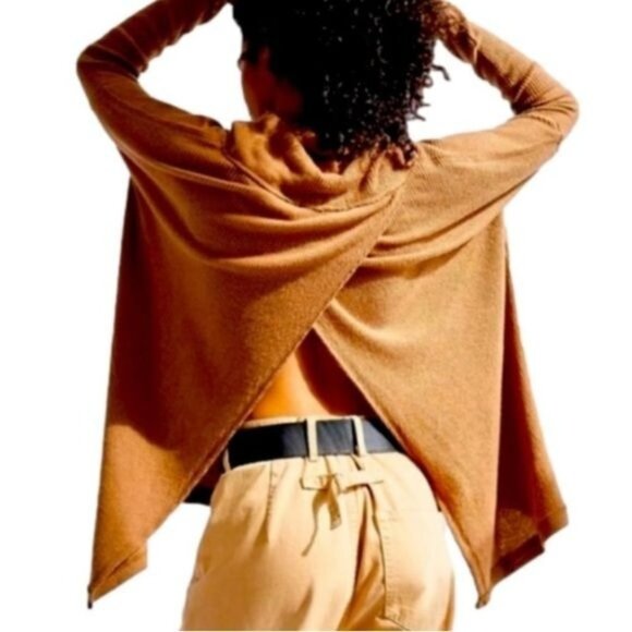 Free People Juicy Sweater Long Sleeve Cowl Neck Gold Harvest Moon S - Picture 8 of 15